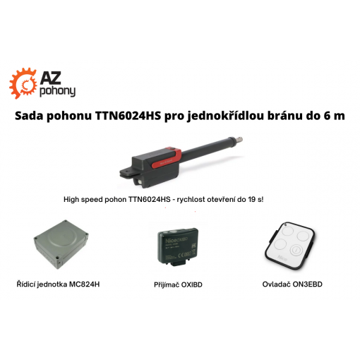 TTN6024HS 1K kit - sada pohonu TTN6024HS pro jednokřídlou mohutnou bránu do 6 m