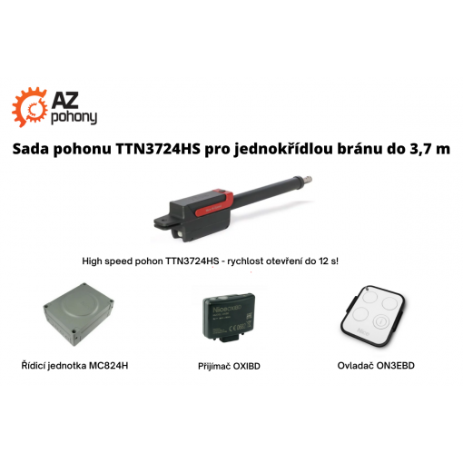 TTN3724HS 1K kit - sada pohonu TTN3724HS pro jednokřídlou mohutnou bránu do 3,7 m