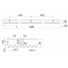 Hřeben INOX 30 x 10 mm, L = 1000 mm, M4, max. do 1900 kg, 3 x úchyt + šrouby, nerezový