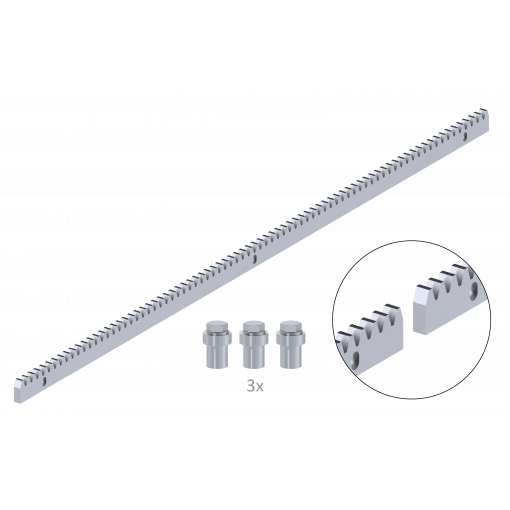 Hřeben INOX 30 x 10 mm, L = 1000 mm, M4, max. do 1900 kg, 3 x úchyt + šrouby, nerezový