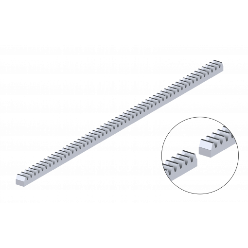 Hřeben kovový 30 x 30 mm, 1000 mm, pro pohony s pastorkem M6, max. do 5000kg, pozinkovaný, cena za kus