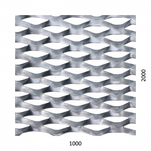 Tahokov Fe kosočtvercové oko: 62x25 mm, můstek: 9 mm (2000x1000x1,5 mm)
