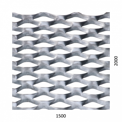 Tahokov Fe kosočtvercové oko: 62x25 mm, můstek: 9 mm (2000x1500x1,5 mm)