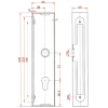 Kazeta 245 x 60 x 40 mm, na jekl 60x40 mm, se zámkem ZM72/50; rozteč 72 mm