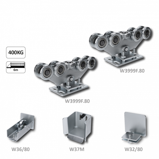 Set pro samonosný systém 80 x 80 x 5 mm, bez profilu, (2x W3999F.80, 1x W37M, 1x W36/80, 1x W32/80)