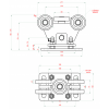 Vozík regulovatelný pro profil 80x80x5 mm, ocelová kolečka, povrch-galvanické zinkování - Vozík regulovatelný pro profil 80x80x5 mm, ocelová kolečka, galvanické zinkování