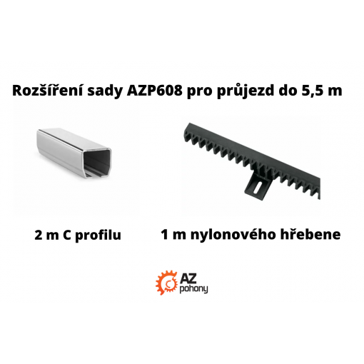 Rozšíření sady AZP608 pro průjezd do 5,5 m (1 m hřebene a 2 m C profilu)