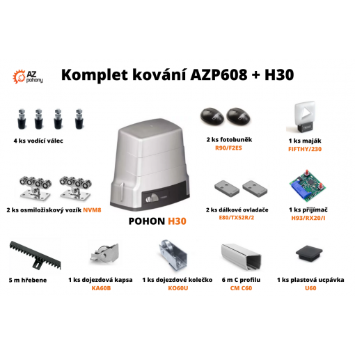 Sada kování AZP608 + pohon H30 až do 5,5 m průjezdu