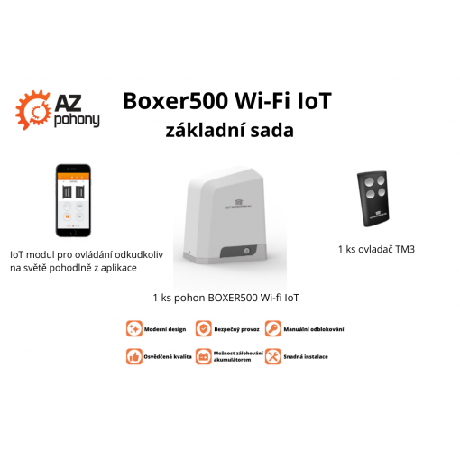 Boxer500 základní sada - Wi-Fi IoT pohon posuvné brány do 500 kg