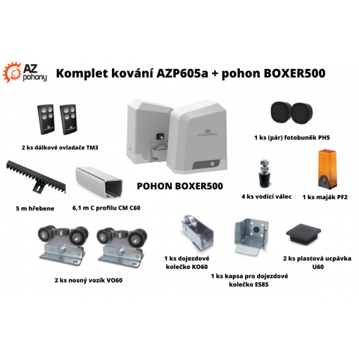 Sada kování AZP605a + pohon BOXER500 IoT až do 5,5 m průjezdu