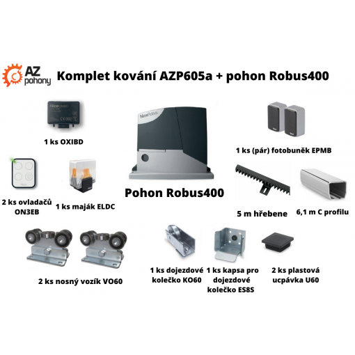 Sada kování AZP605a + pohon ROBUS400 až do 5,5 m průjezdu