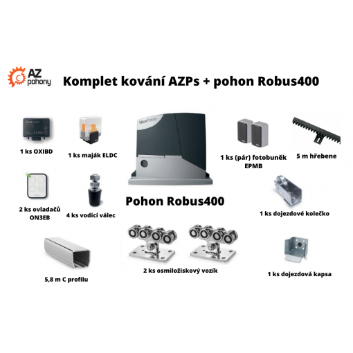 Sada kování AZPs + pohon ROBUS400 až do 5,5 m průjezdu