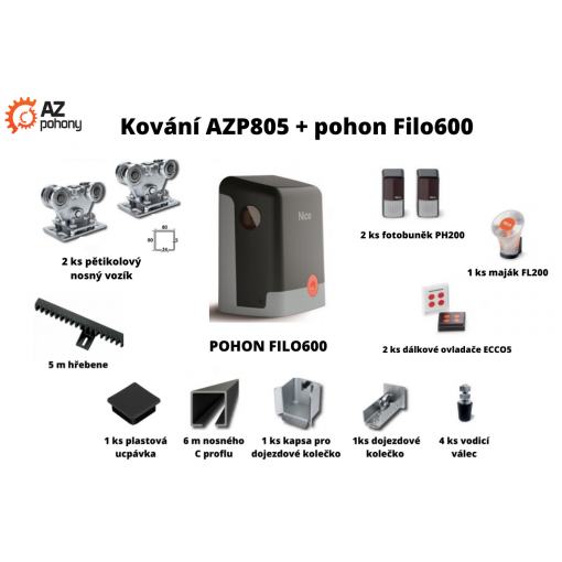 Sada kování AZP805 + pohon Filo600 až do 5,5 m průjezdu