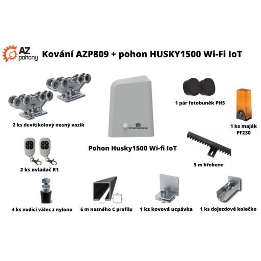 Sada kování AZP809 + pohon Husky1500 Wi-fi IoT až do 7 m průjezdu