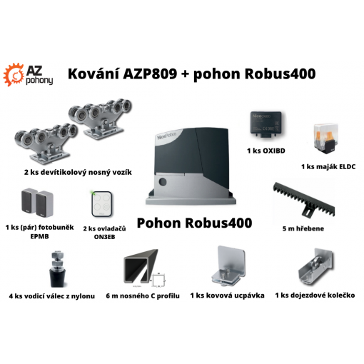 Sada kování AZP809 + pohon Robus400 až do 7 m průjezdu
