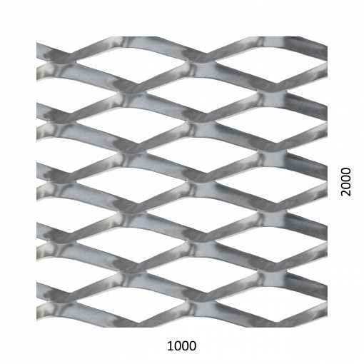 ťahokov Al, kosoštvorcové oko: 85x35mm, mostík: 11mm (1000x2000x1,5mm), orientácia oka: rozmer oka 85mm je rovnobežný s rozmerom tabule 1000mm