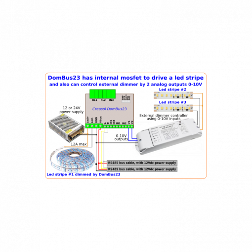 Creasol DomBus23: Modul Smart Home s 2x relé, 1x mosfet, určen pro Home ...