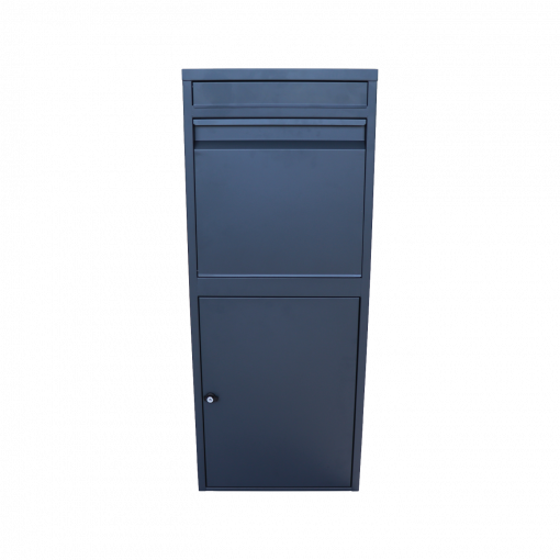 Box na balíky (410x385x1020mm) s přepadovou lištou na ochranu balíků, tloušťka 0.8mm) velikost balíku: 320x300x260mm, barva: RAL 7016 (antracit)