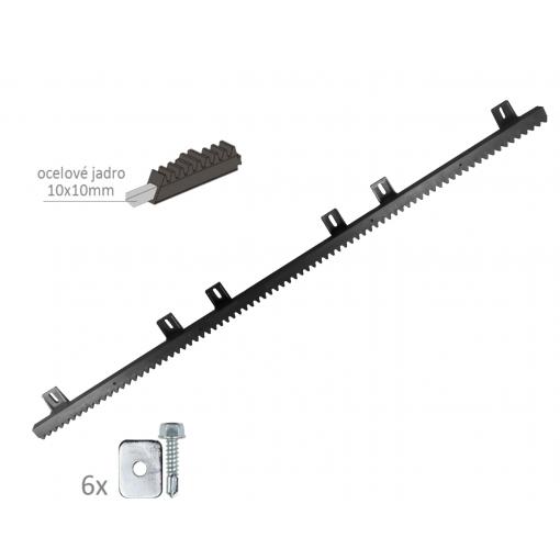 Hřeben s HORNÍM uchytem, nylon-kov 27 x 18 mm, L-1000 mm, max do 600 kg, 6x horní úchyt, kovové jádro 10x10 mm