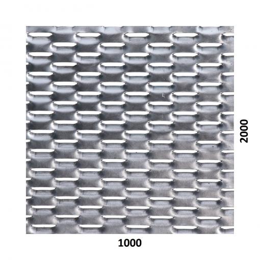 Tahokov Zn, oko: 47x18mm, mostík: 8mm (1000x2000x1,5mm), orientace oka: rozměr oka 47mm je rovnoběžná s rozměrem tabule 1000mm - Tahokov Zn, oko: 47x18mm, mostík: 8mm (1000x2000x1,5mm), orientace oka: rozměr oka 47mm je rovnoběžná s rozměre