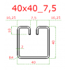 Pozinkovaný profil tvaru U, s drážkou 7.5mm, cena za 1ks (6m), rozměr: 40x40mm, materiál: DX51D+Z100