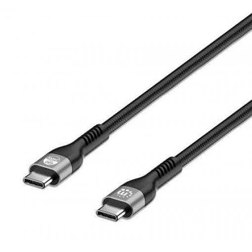 Manhattan Nabíjecí kabel USB USB-C ® zástrčka 2.00 m černá oboustranně zapojitelná zástrčka, dvoužilový stíněný 356367