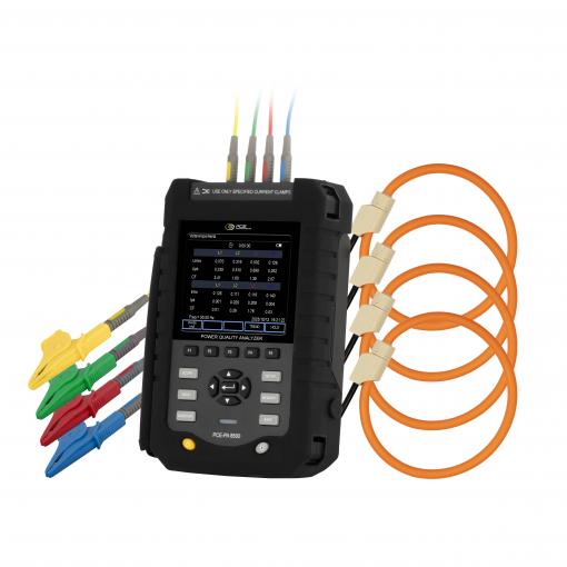 PCE Instruments Power Analyzer síťový analyzátor 3fázové, 1fázové s funkcí záznamníku, vč. proudových kleští, Měření spotřeby energie, Hledání poruch, Grafický