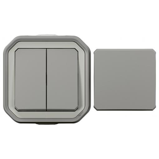 Legrand kompletní sada Na omítku, přepínač, tlačítko Plexo šedá 069719L 1 ks