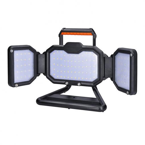 Solight LED reflektor 50W, přenosný, nabíjecí, 5000lm, oranžovo-černý - WM-50W-RE