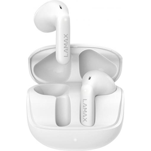 Lamax Tones1 Headset do uší (In Ear) Bluetooth® stereo bílá Indikátor nabití, Nabíjecí pouzdro, regulace hlasitosti, odolné vůči potu, dotykové ovládání,