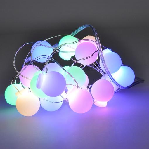 Solight LED vánoční řetěz barevné koule, 20x LED, 2m, 2x AA - 1V273