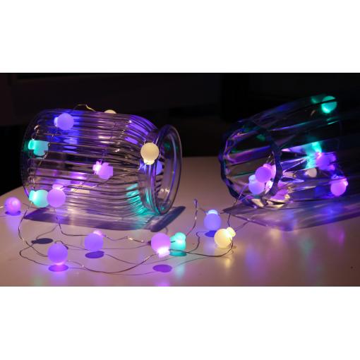 Solight LED vánoční řetěz barevné koule, 40x LED, 4m, 2x AA - 1V274