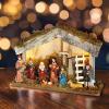 Solight LED dřevěný betlém podsvícený, 26x17cm, 6x LED, 2x AA - 1V276