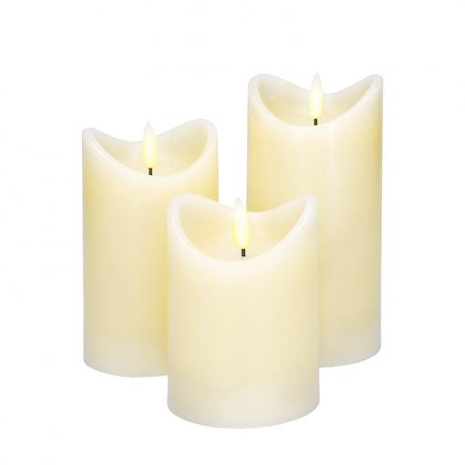 Solight sada LED svíček z přírodního vosku, 3ks, AAA - 1V279