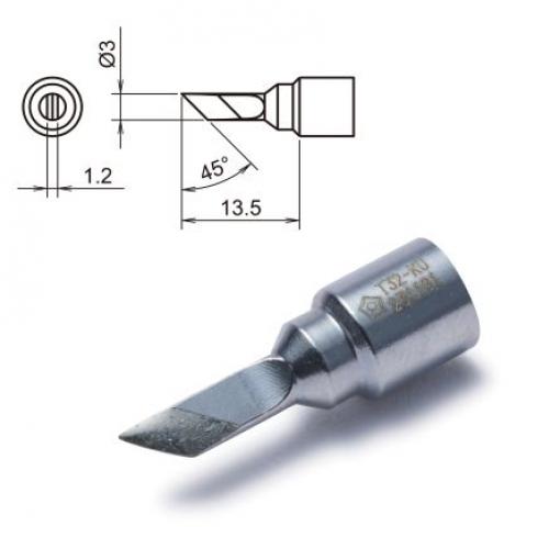 Hakko Pájecí hrot, číslo modelu: T32-KU 3 mm 45 ° Nůž, pro použití s: FX-8806