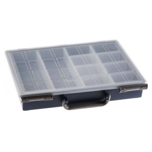 Přihrádková krabice 10 přihrádek Modrá, Polypropylen 57 mm x 338mm x 261 mm Raaco