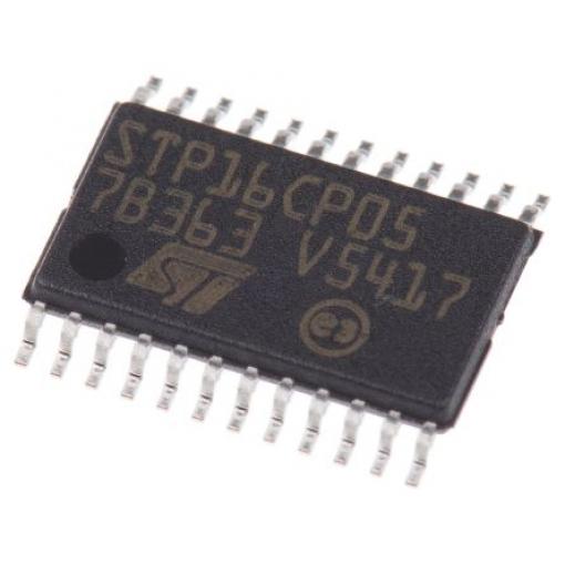 IO ovladačů LED, řada: STP16CP05 3/5.5 V ac 100 mA 20 V 24 TSSOP STMicroelectronics