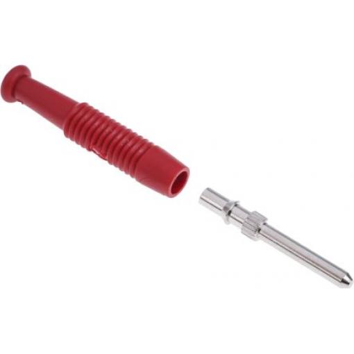 Hirschmann Test & Measurement Banánek, 2 mm, 60V dc, 6A, Červená, Vnější Pájecí, materiál kontaktu: Mosaz, délka: 37 mm,