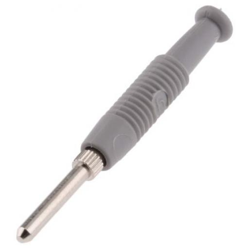 Hirschmann Test & Measurement Banánek, 2 mm, 60V dc, 6A, Šedá, Vnější Pájecí, materiál kontaktu: Mosaz, délka: 37 mm,