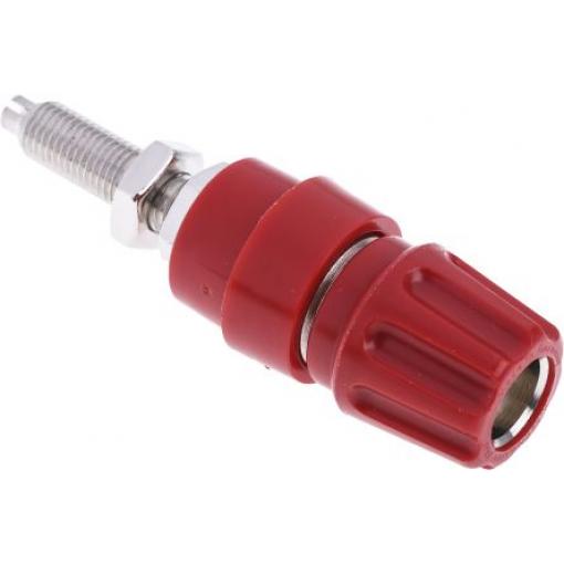 Testovací konektor 63A, Červená, pokovení kontaktu: Nikl, 60V dc, materiál kontaktu: Mosaz, Vnitřní 2.6 mm Hirschmann