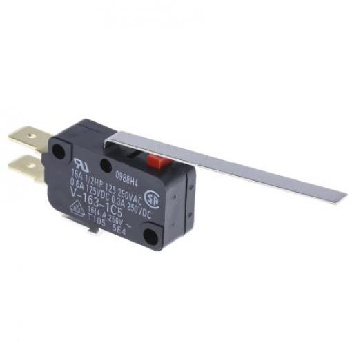 Omron Mikrospínač, typ ovladače: Dlouhá plochá páka SPDT, 250 V dc, 250 V ac, 16 A, Jazýček, IP40, 1.96N