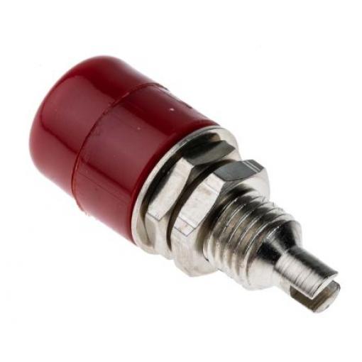 Schutzinger Zásuvka na banánky, 4 mm, 60V dc, 20A, Červená, Vnitřní Pájecí, materiál kontaktu: Mosaz, délka: 22.8 mm,