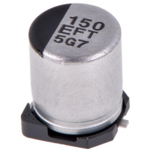Kondenzátor, řada: FT SMD 150 μF 20 % Pájecí 160mΩ 25 V dc, Povrch 900 EEEFTE151XAP AEC-Q200 Panasonic