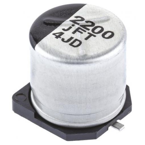 Kondenzátor, řada: FT SMD 2200 μF 20 % Pájecí 6.3 V dc, Povrchová montáž AEC-Q200 Panasonic