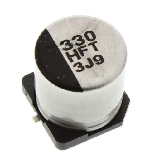 Hliníkový elektrolytický kondenzátor, řada: FT 330 μF 20 % Pájecí 120mΩ 50 V dc, Povrchová montáž 500 AEC-Q200 Panasonic