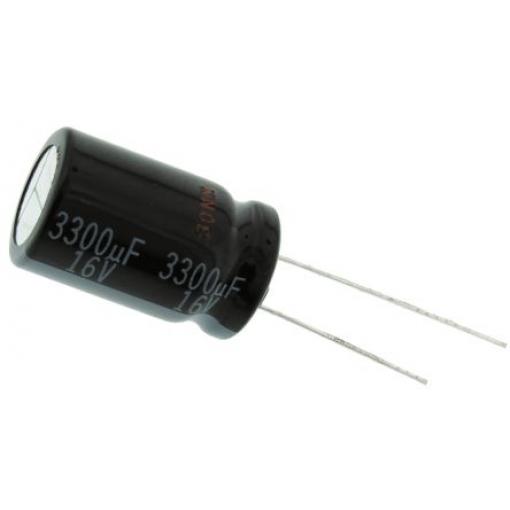 Kondenzátor, řada: HD RADIAL 3300 μF ±20 % 16 V dc Radiální vedení, Radiální, Průchozí otvor AEC-Q200 Panasonic