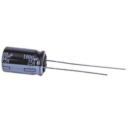 Kondenzátor, řada: HD RADIAL 1000 μF ±20 % 25 V dc Radiální vedení, Radiální, Průchozí otvor AEC-Q200 Panasonic