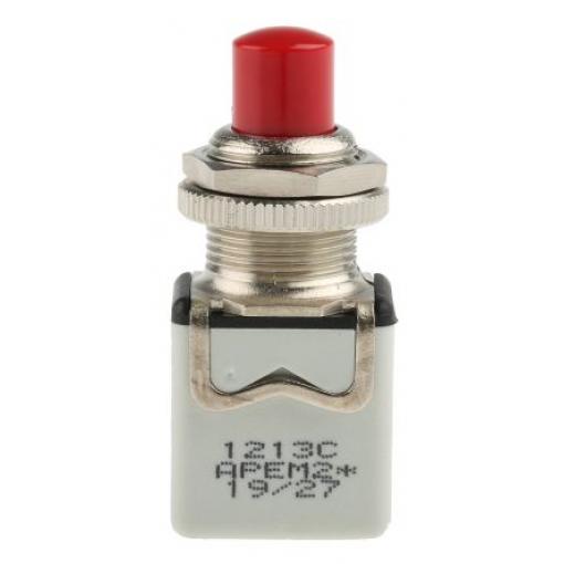 APEM Tlačítkový spínač, řada: 1200 SPST Panel Okamžité 12.2 mm 2 A 24 V dc 250 V ac