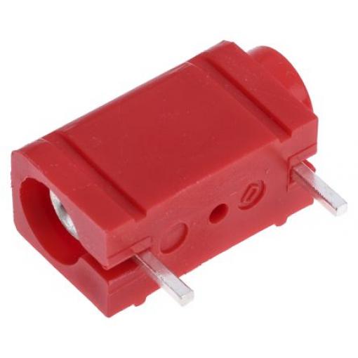 RS PRO Testovací zásuvka, 4 mm, 50V, 10A, Červená, Vnitřní zásuvný modul, materiál kontaktu: Mosaz, délka: 23.3 mm,