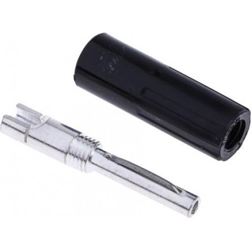 RS PRO Banánek, 4 mm, 50V, 10A, Černá, Vnější Pájecí, materiál kontaktu: Nerezová ocel, pokovení kontaktu: Nikl Banánek
